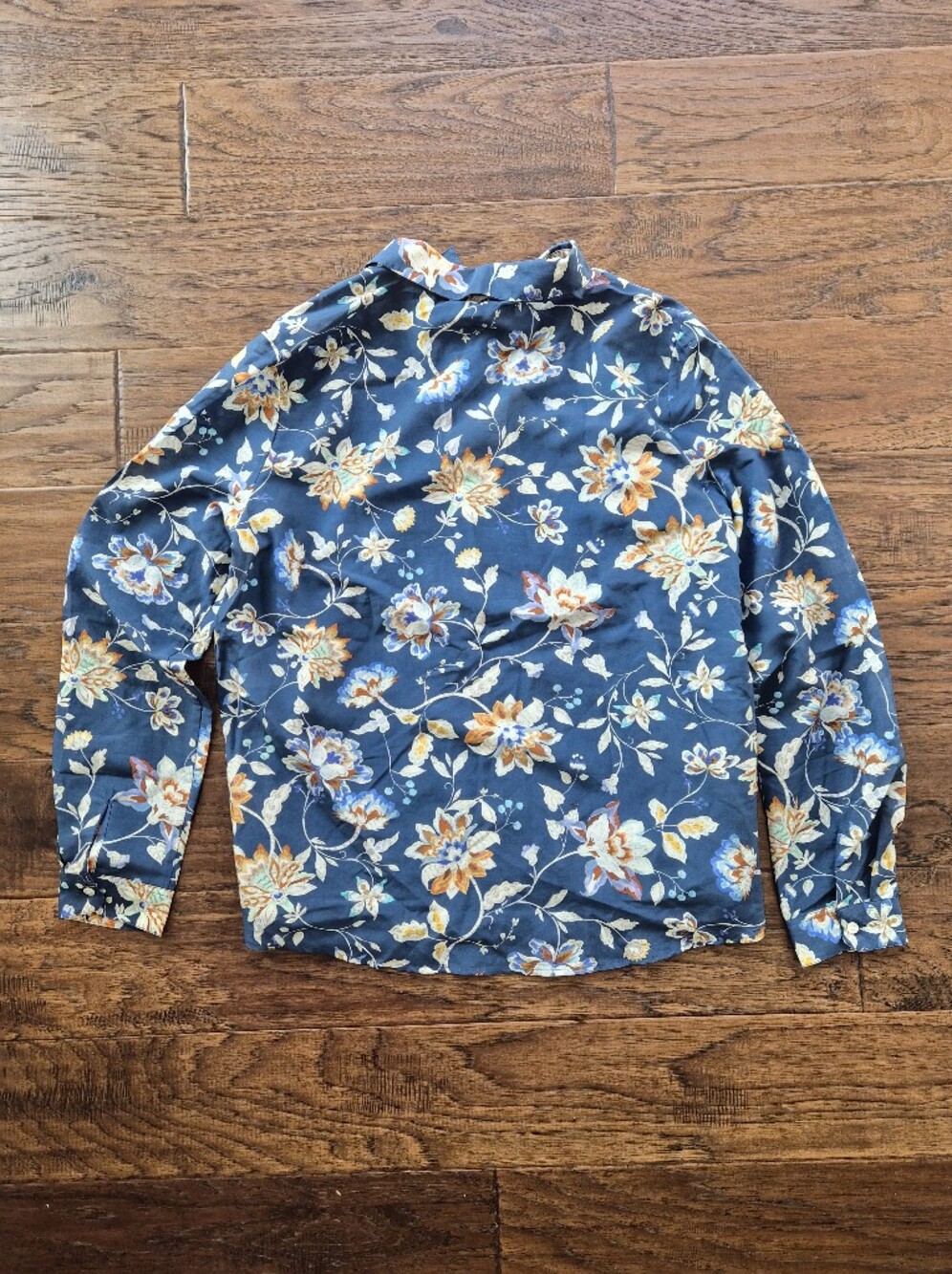 *NWT* [Sezane] Pierro Shirt in Marine Bloom, Size 38/6, Part Silk - Picture 12 of 12